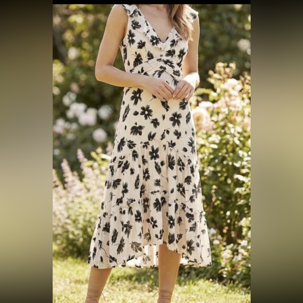 ILLA ILLA Black Floral High Low Dress